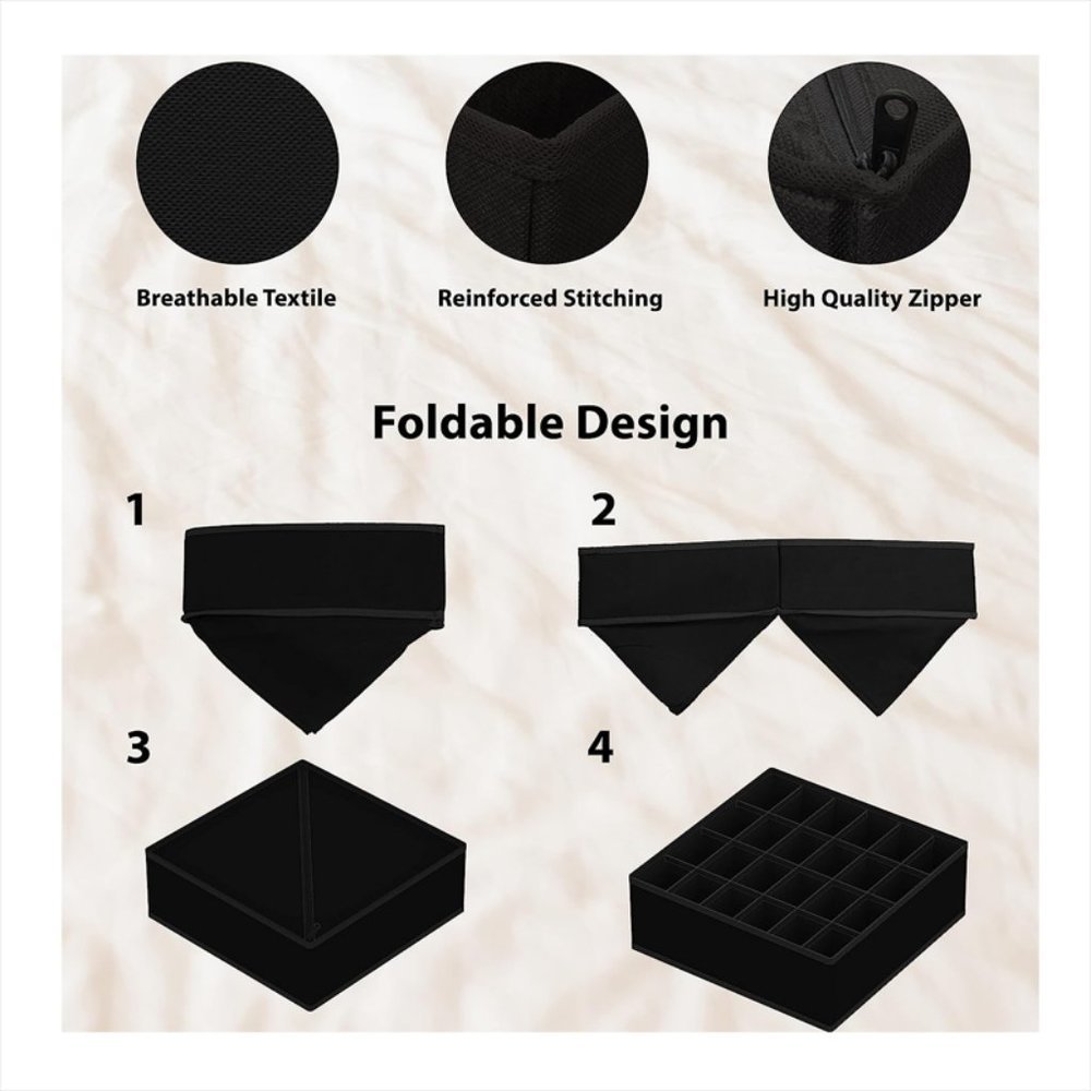 Black Canvas Small Cube Storage Bin NEW - Picture 3 of 6
